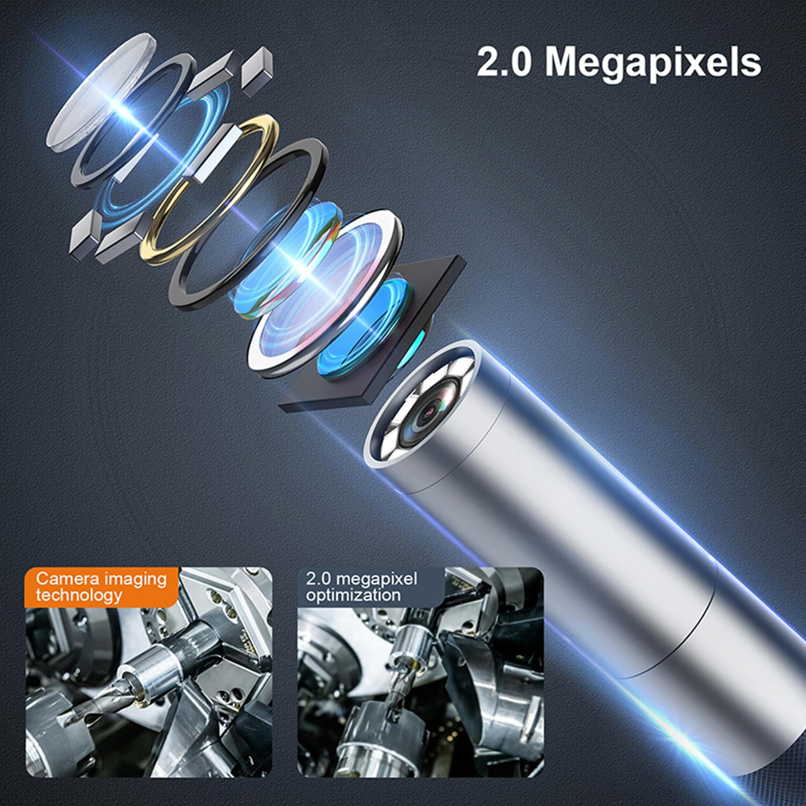 Litake Single Lens Pipe Endoscope, 5-inch IPS Screen, 1080P HD Lens, IP67 Waterproof LED Light, 6.6ft Flexible gooseneck Snake Camera, 8.5mm Wall Tube