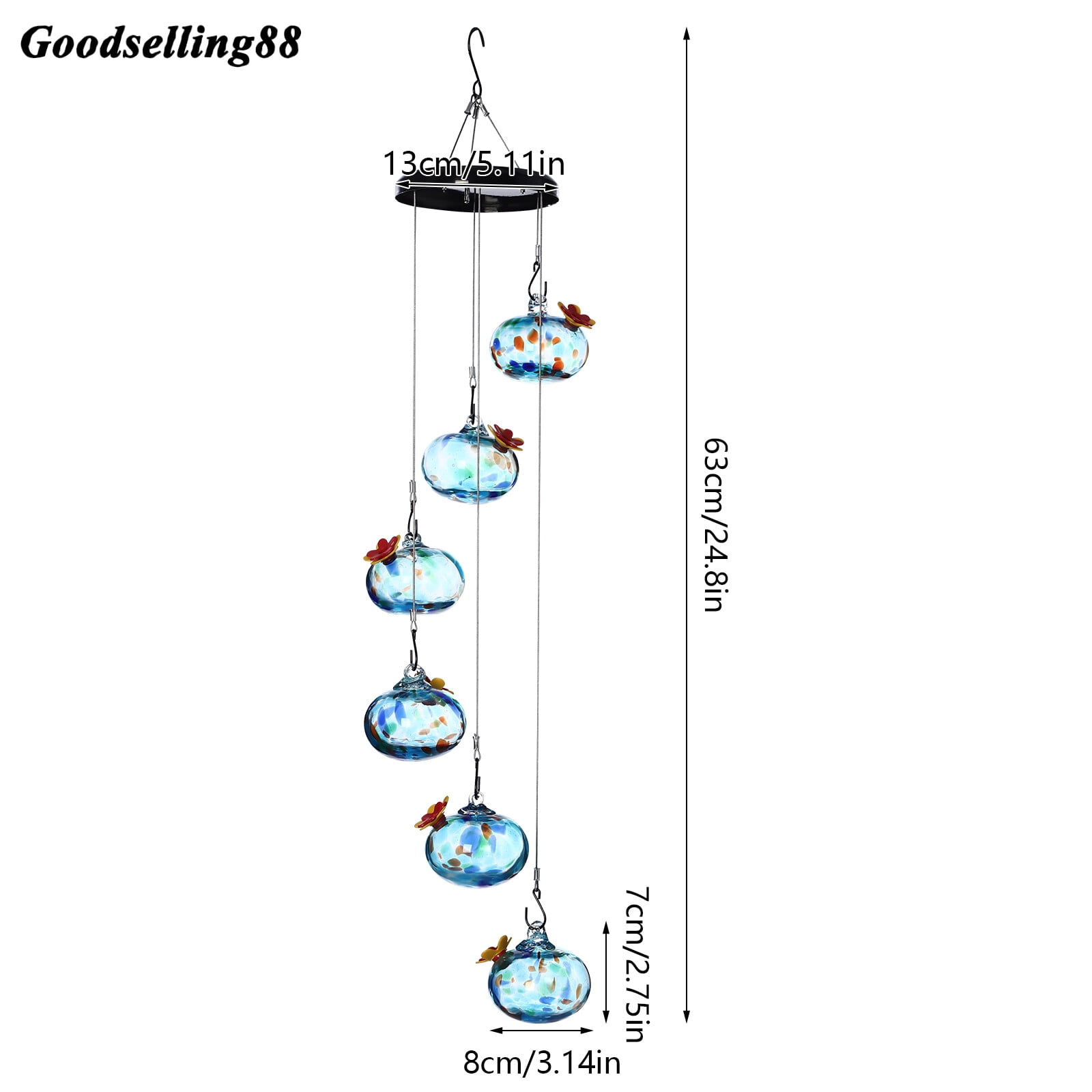 24.8inch Height Hummingbird Feeders, Bird Feeders, Outdoors Hanging Decor for Hanging From Tree Branches, Decks, Patios, Balconies