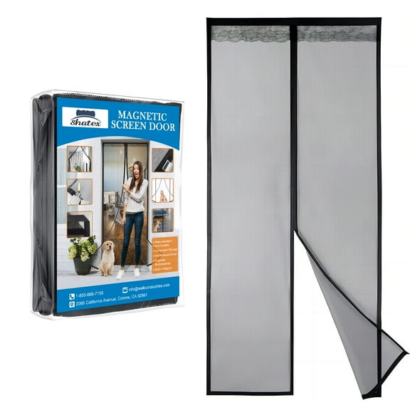39 in. x 82 in. Black Velcro Fiberglass Magnetic Screen Doors with Super Strong Encryption Magnets
