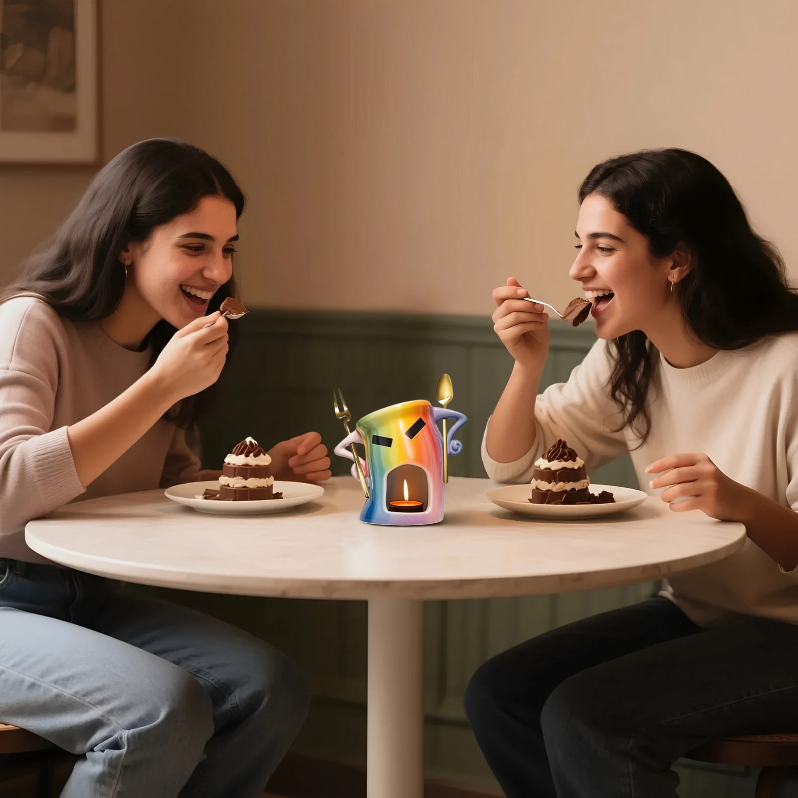 Tasse Pour Faire Fondre Le Chocolat Chocolat Céramique 4 Pots - Mini Fondue Bougie Maison Cadeau Set Fondue