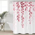 thumbnail image 4 of Waterproof Shower Curtain, Pink Ombre Botanical Polyester Fabric Bathroom Curtains with 12 Hooks, 72" W x 96" H, Watercolor Country Pastoral Leaf Quick-Drying Bathtub Curtain, 4 of 6