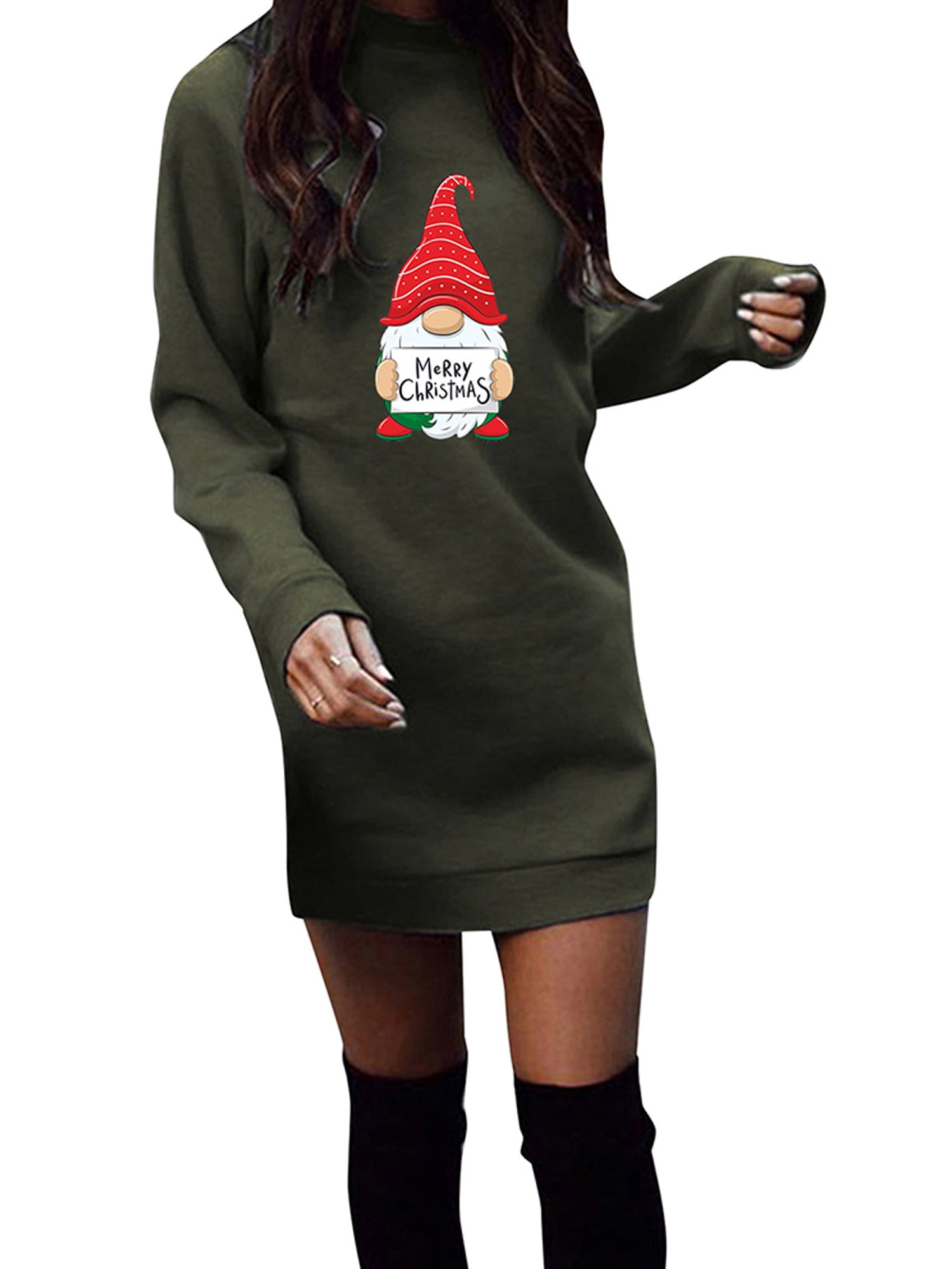 Woolen Velvet Christmas Jumper Dress 