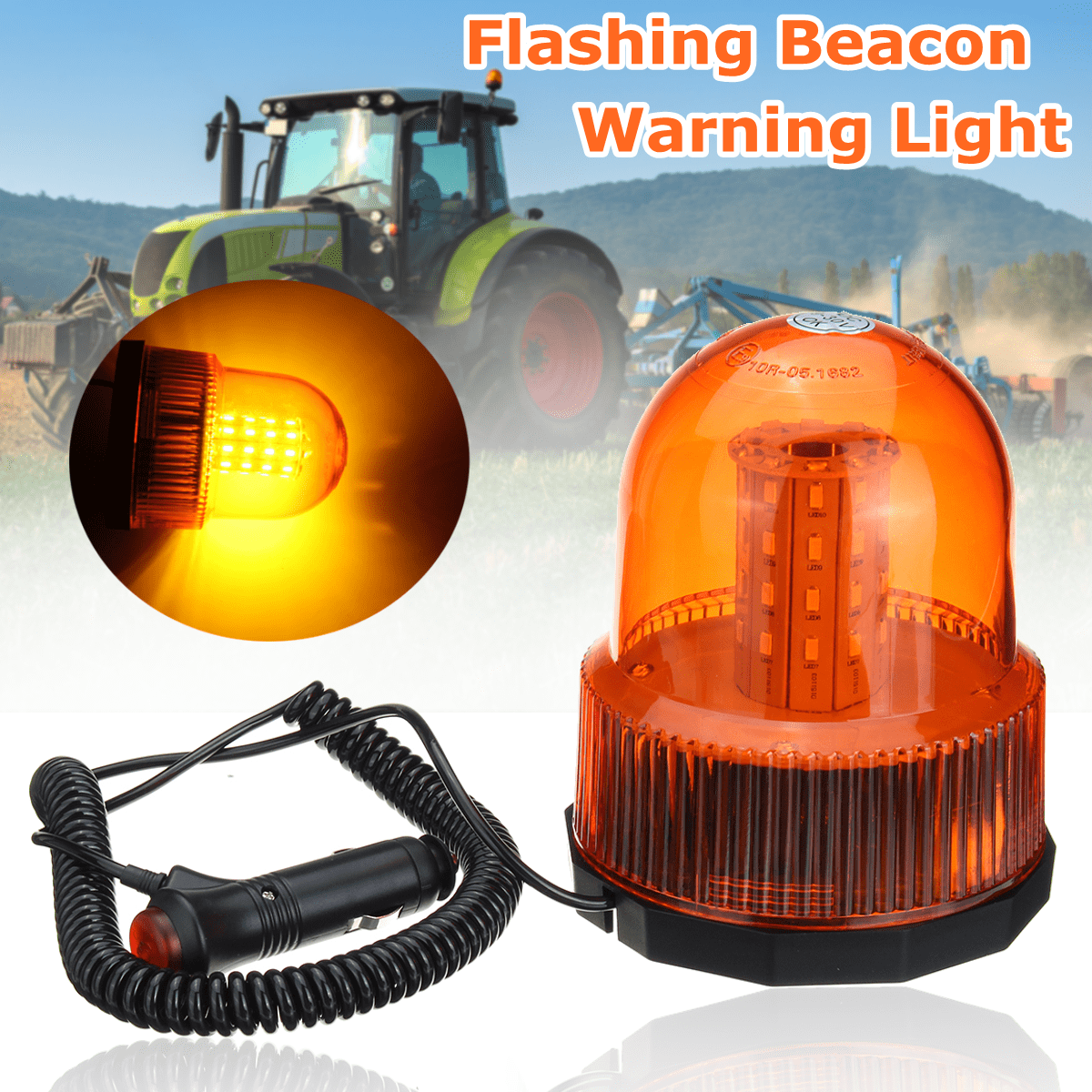 Led Magnetic Mount Rotating Flashing Strobe Beacon Tractor Warning