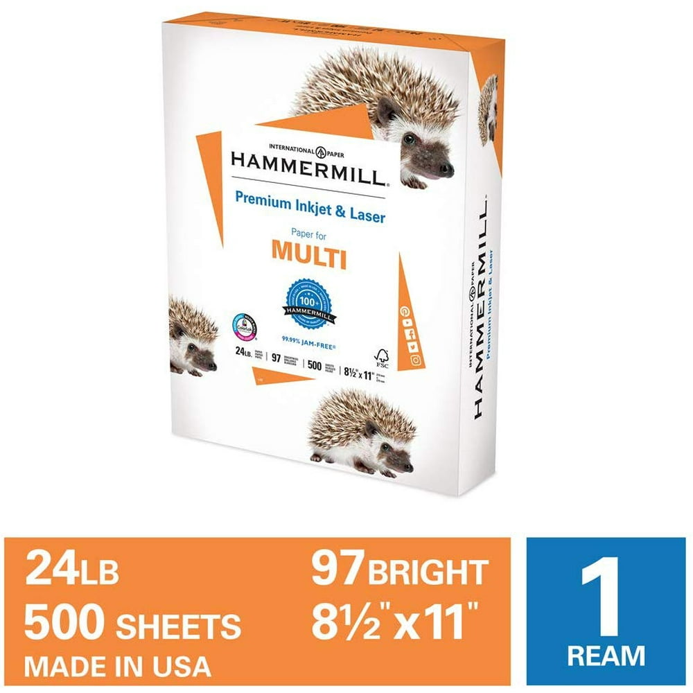 Hammermill Printer Paper, 24lb Premium Inkjet & Laser Copy Paper 8.5x11, 1 Ream
