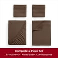 thumbnail image 2 of Mellanni Iconic 4 Piece Bed Sheet Set Brushed Microfiber, Deep Pocket, Twin, Brown, 2 of 6