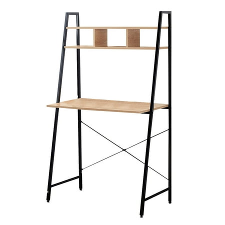 Above Office Sets - Offex Japson Home Office Black Ladder Steel Frame Desk with Bookcase Above