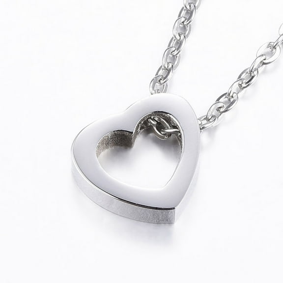 6pc Tarnish Resistant 304 Stainless Steel Pendant Necklaces Heart Stainless Steel Color 17.7 inch(45cm)
