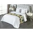 thumbnail image 3 of Exotic Bed Runner, Bird of Paradise Flowers Tropical Design Pattern Vintage Hawaiian Style, Decorative Accent Bedding Scarf for Hotels Homes & Guest Rooms, Queen, Marigold Green Eggshell, by Ambesonne, 3 of 3