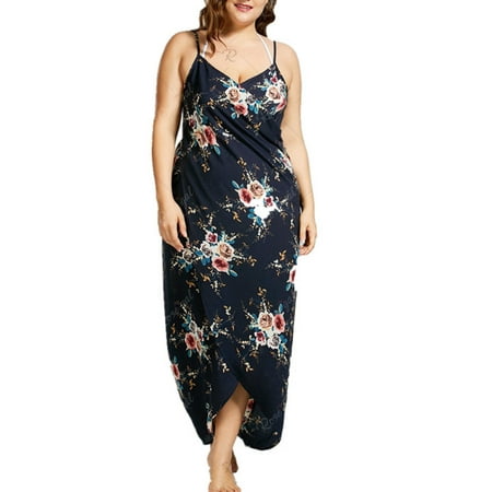 Sysea L 5xl Plus Size Spaghetti Strap Floral Print Bench Shawl