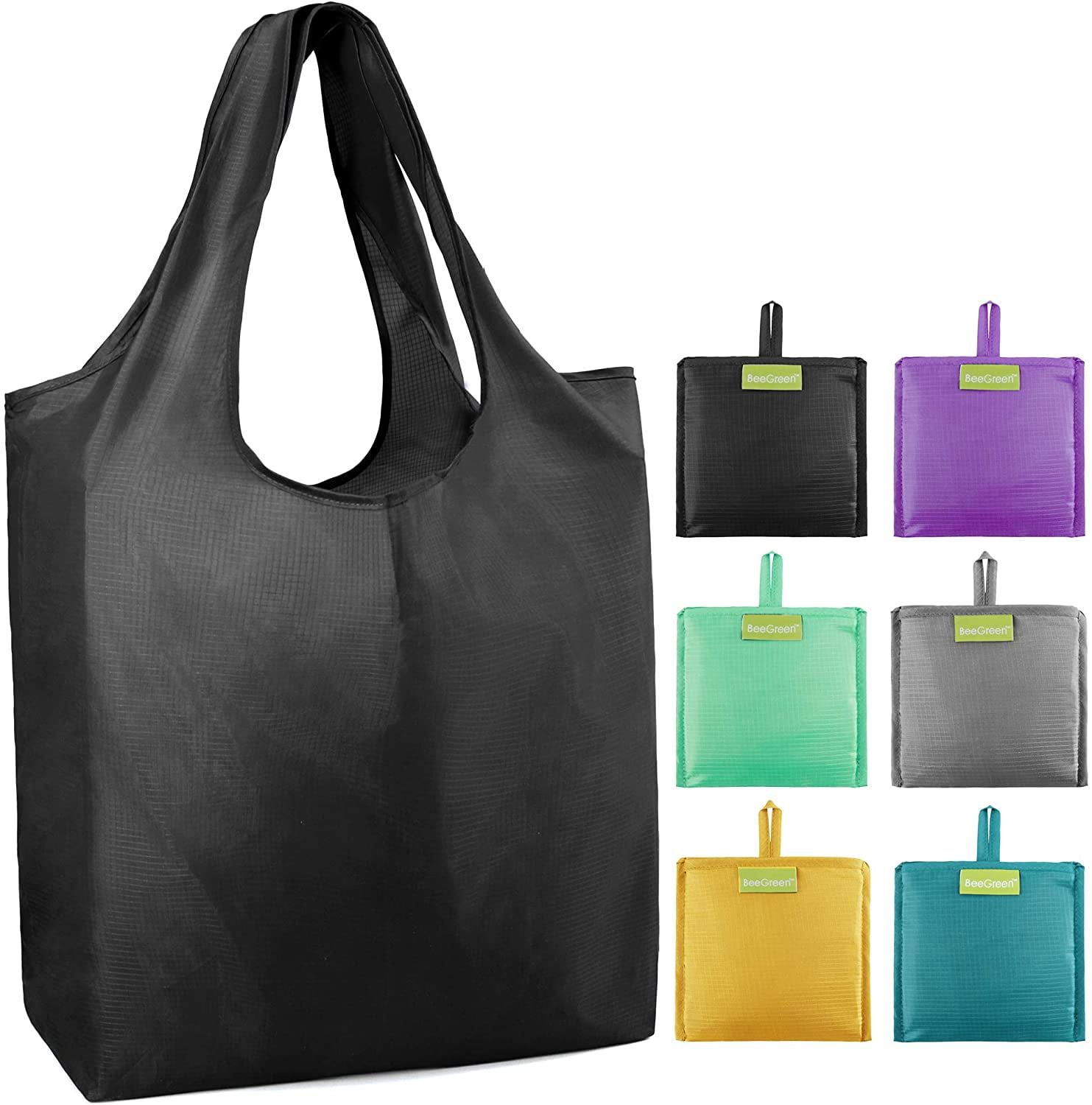 Reusable Grocery Shopping Bags 6 Pack Ripstop 50LBS Large Shopping Totes with Pouch Bulk Machine