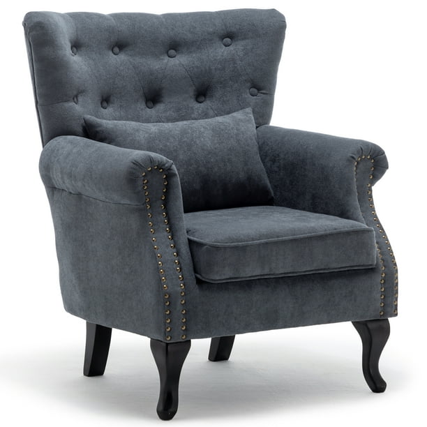 CLEARANCE! Accent Wingback Chair, Modern Tufted Linen Club Chair, Rivet