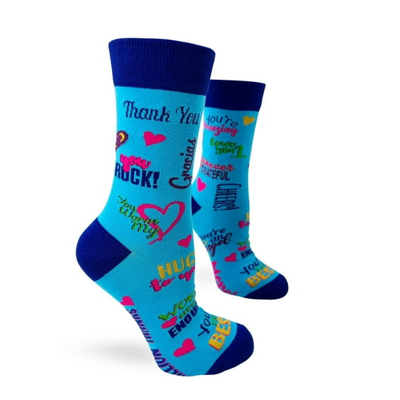 Gratitude Statement Women's Novelty Crew Socks with Thank You Messages
