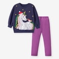 thumbnail image 2 of NIEWTR Toddler Girl Little Girls Rib Cotton Outfits Fall Winter Round Neck 2024 Long Sleeve Tops Pants Baby Stripe Set Home Set for 0 6 12 18 24 M 1t 2t 3t 4t 5t 6t Dailywear Set,4-5 Years, 2 of 7