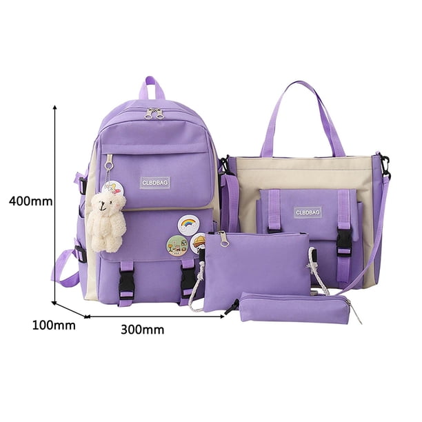 Bolsa Mochila de lona a la moda para mujer, estuche para lápices (púrpura) Likrtyny Para Estrenar
