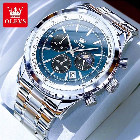 OLEVS Montre-Bracelet Décontractée pour Hommes Chronographe Sport Montres pour Homme Étanche Lumineuse Quartz Horloge