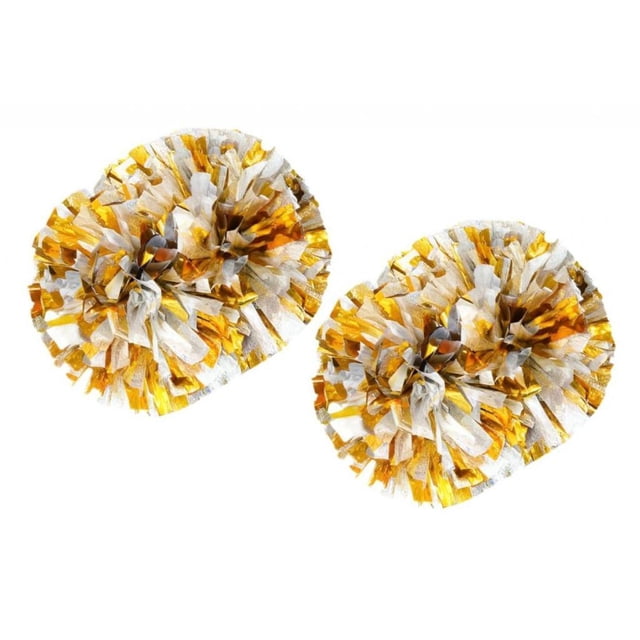 2 piezas de pompones de animadoras, pompones de animadoras, accesorio para disfraz de animadora, equipo de animadoras Metal Plata