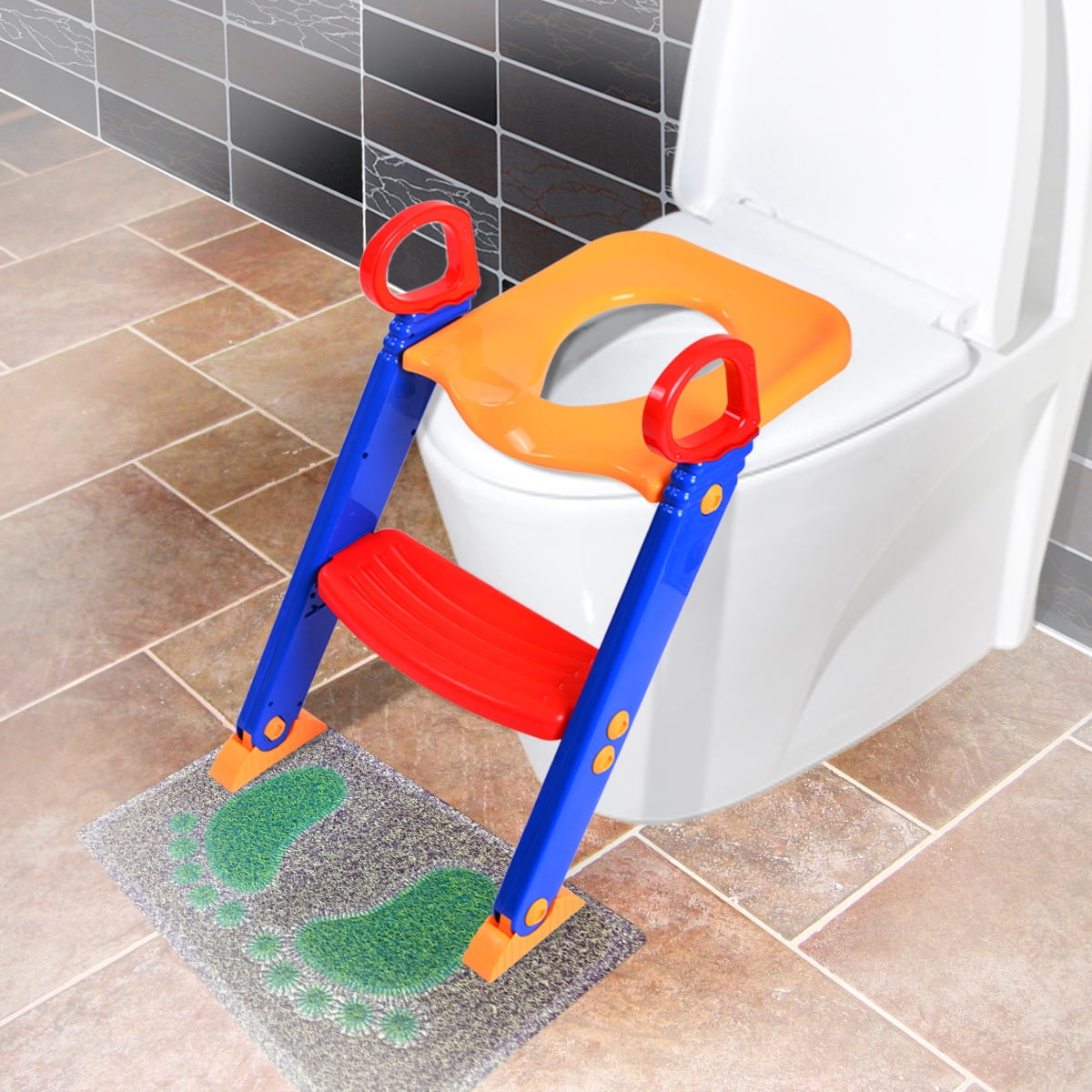 Trainer Toilet Potty Seat Chair Kids Toddler With Ladder Step Up Training Stool