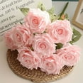 thumbnail image 4 of 1 Bunch 9 Heads Roses Artificial Flowers Fake Roses with Long Stems Realistic Faux Rose Bouquets for Wedding Decorations Bridal Shower Floral Home Table Decor for Wedding Decoration, 4 of 10