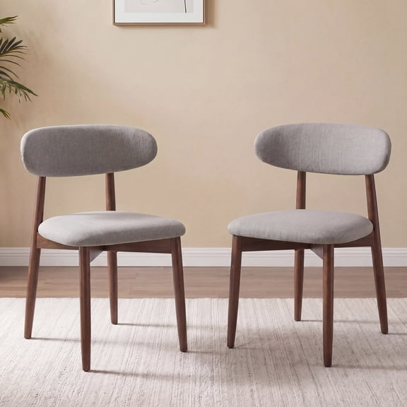 Set of 2 Upholstered Modern Dining Chair, Wooden Kitchen Side Chair for Dining Room and Café, Lightgrey