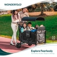 thumbnail image 2 of WONDERFOLD W4 Elite Stroller Wagon (4 Seater) - Collapsible Wagon Stroller with Seats with 5-Point Harnesses, Adjustable Push Handle, and Removable UV Sun Canopy, Charcoal Gray, 2 of 5