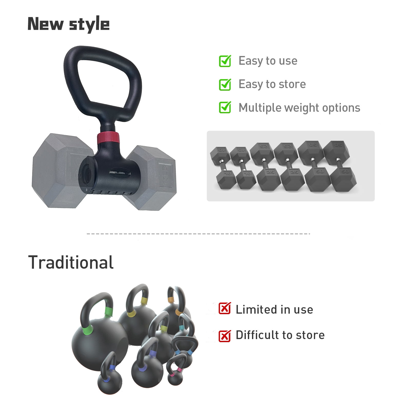 KORIKAHM Hyperbell Dumbbell Converter - Convert Dumbbells to Barbell Set and Kettlebell for Home Fitness - Adjustable & Up to 200 lb Capacity Weight Barbell for Weight Lifting