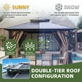 thumbnail image 6 of Dextrus 10x10ft Double Roof Hardtop Gazebo with Netting and Shaded Curtains, Outdoor Aluminum Frame Polycarbonate Canopy, Garden Tent for Patio, Backyard, Black&Brown, 6 of 9