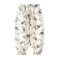 thumbnail image 2 of Mifsaly Toddler Girls Girls Harem Pants Kids Floral Print Elastic Waist Lightweight Lounge Boho Long Pants, 2 of 6
