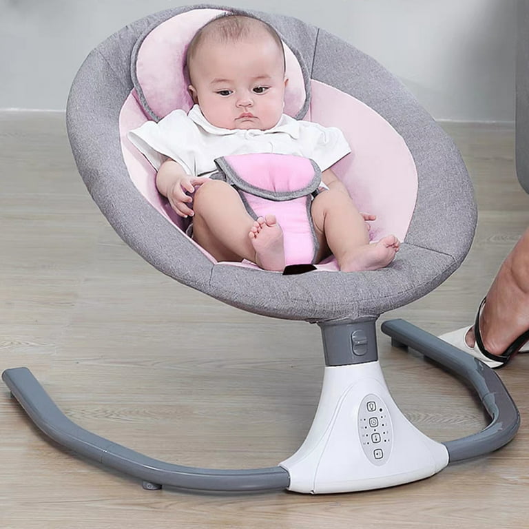 EONROACOO Portable Baby Swing 4 Speed Infant Toddler Swing Bouncer Bluetooth Pink