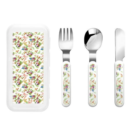 

Matuu Birds And Flowers for Stainless Steel Kids Cutlery and Toddler Flatware Kids Utensil Set includes Knives Forks Spoons Ideal for Home and Preschools
