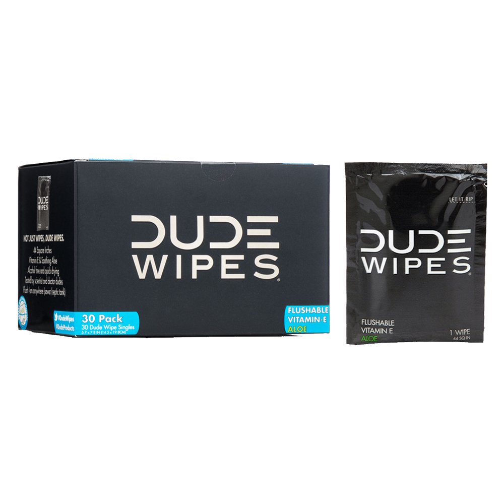 DUDE Wipes Flushable Wipes, Unscented, 30 individually wrapped wipes