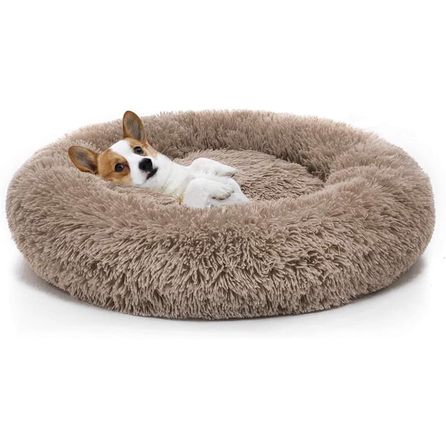 Lit Orthopédique pour Chien Confortable Beigne Câlineur Lit Rond pour Chien Ultra Doux Lavable Coussin pour Chien et Chat (23 Pieds'/27 Pieds'/31 Pieds)