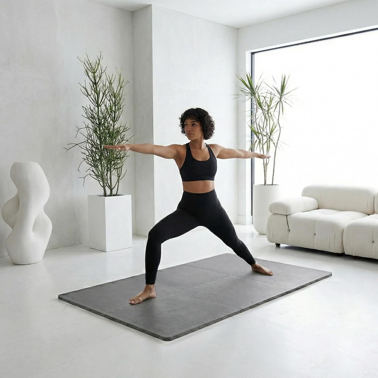 1/2" Thick EVA Interlocking Foam Floor Tiles for Home Gym, Mat for Home Workout Equipment, Floor Padding for Kids, Gray, 24 in x 24 in x 1/2 in, 48 Sq Ft - 12 Tiles