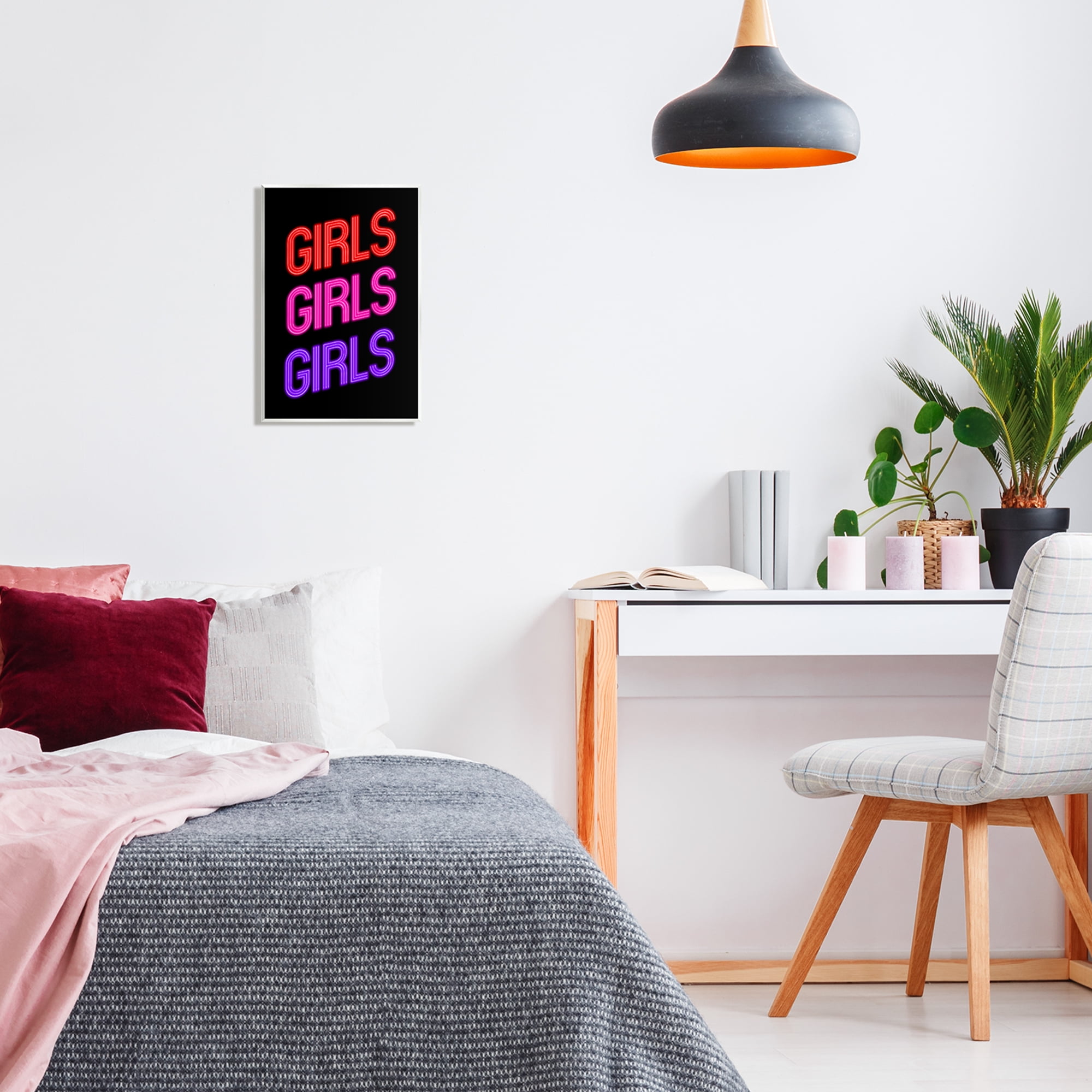 Stupell Industries Vivid Neon Girls Sign Inspirational Painting Unframed Art Print Wall Art, 10 x 15