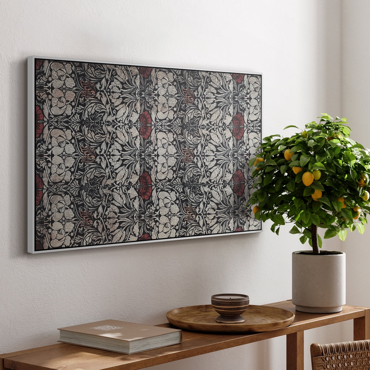 Vintage Abstract Print-XXII Framed in White Wood Gallery Wrapped Canvas 27 in. x 41 in.