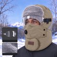 thumbnail image 3 of vzibsiv Winter Hats for Womens and Mens Windproof Trapper Hat with Detachable Mask and Goggles Fleece Lined Ski Cap Khaki, 3 of 5