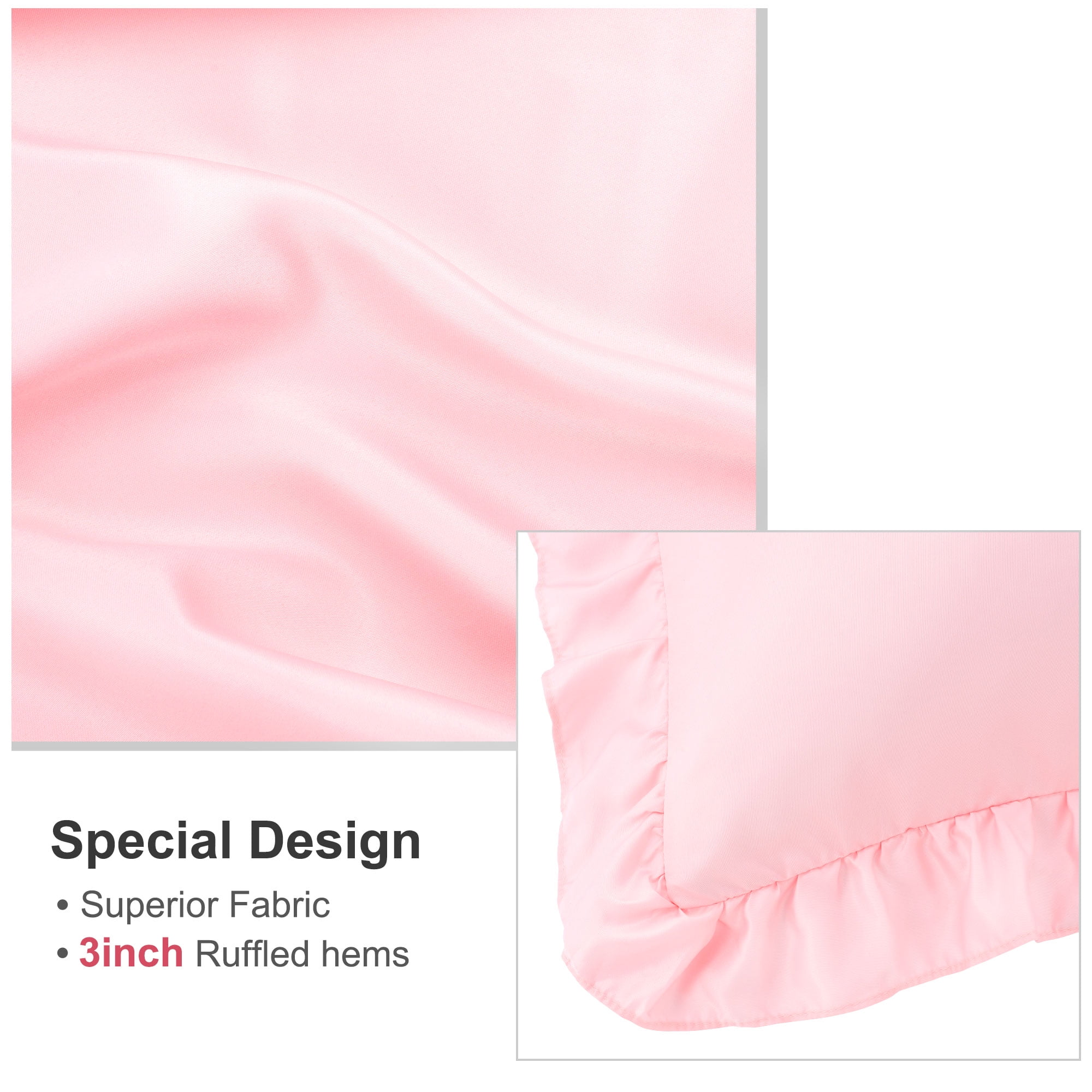 Unique Bargains 2-Piece Satin Ruffled Edge Pillowcases, Boudoir, Pink