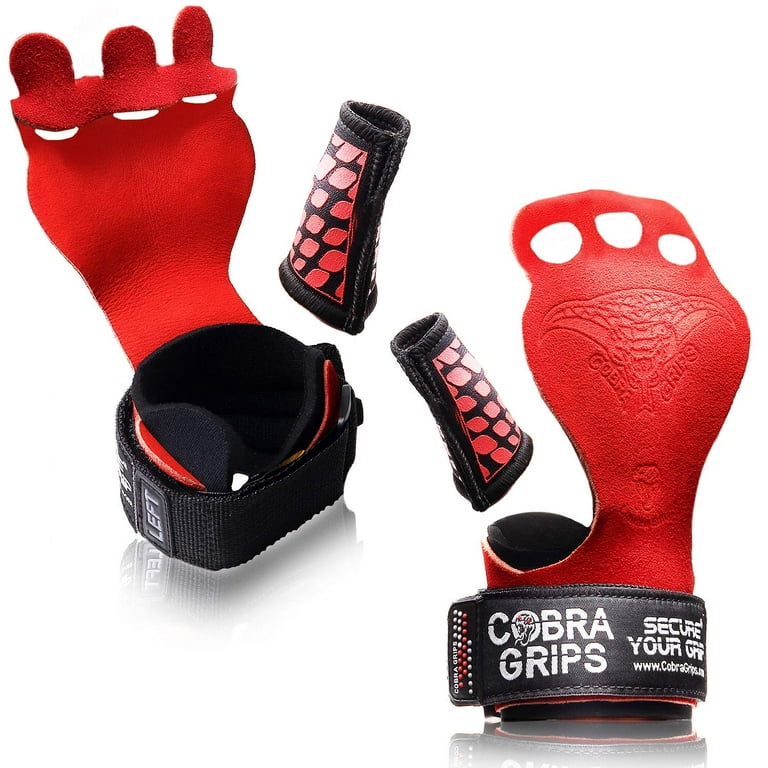 Cobra Grips Cross Training Grips Best Gymnastics Grips Keep Your Hands Free  From Blisters & Callouses Pullups Weight Lifting Chin Ups, Red - Medium 