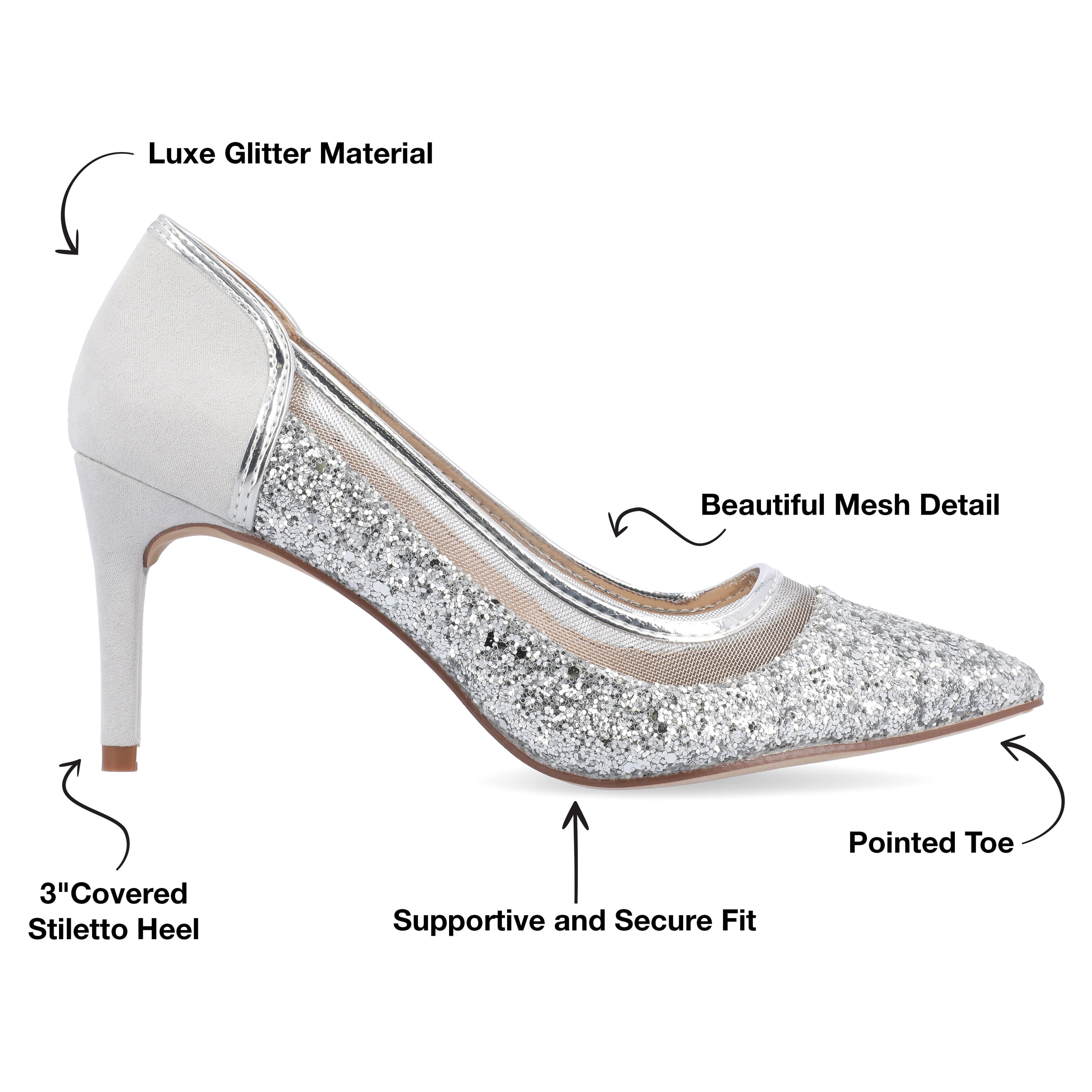 Journee Womens Kalani Pointed Toe Mid Heel Pumps