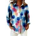 thumbnail image 6 of QASIEATN Tops for Women Graphic Tees Casual Button Down V Neck Long Sleeve Shirts Ladies Summer Tops, 6 of 7