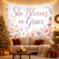 thumbnail image 3 of She Blooms in Grace Floral Border Romantic Watercolor for Women Floral Art Mother's Day Gift Tapestry Wall Hanging for Bedroom, Living Room and Nursery, 3 of 7