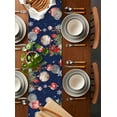 thumbnail image 3 of Table Runner 108 Inches Long for Kitchen Dining, Navy Blue Christmas Balls Dresser Scarf Farmhouse, Dining Table Decorations for Wedding/Parties, Xmas Poinsettia Botanical 13 x 108 In, 3 of 9