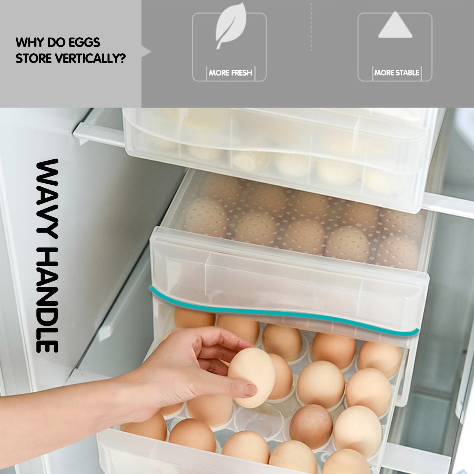 Clearance 30 Count Plastic Egg Cartons - Bulk Cheap Clear Reusable Egg Containers for Chicken Eggs,Eggs Storage Box Food Container Eggs Refrigerator Storage Box Household