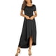 thumbnail image 2 of Maxi vestidos de mujer de verano sólido casual Rounk cuello manga corta fluido alto bajo vestido Fridja qw2527, 2 of 9