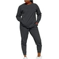 thumbnail image 3 of BiZtdJrK Womens Two Piece Outfits Sweatsuits Long Sleeve Shirts and Workout Jogger Pants Tracksuit Sets Solid Color Lounge Set Prime By Hour Black XXL, 3 of 7