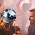 thumbnail image 4 of Disco Ball Helmet Glitter Mirrors Glass Punk Costume Hat with Retractable Visor Disco Ball Hat for Bar DJ Club Supplies, 4 of 5