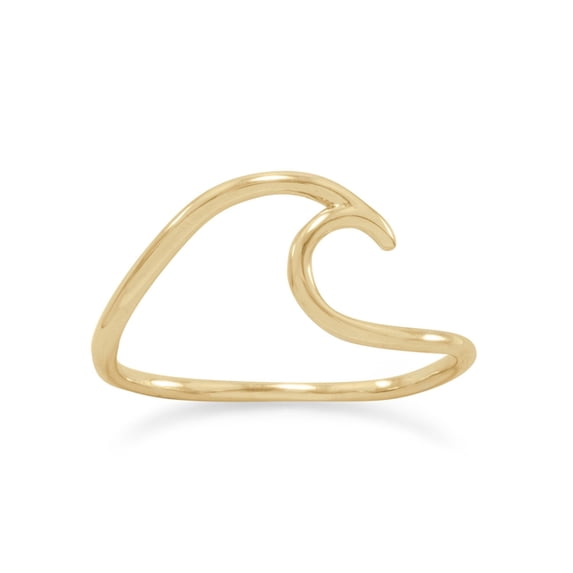 .925 Sterling Silver 14 Karat Gold Plated Wave Women's Ring