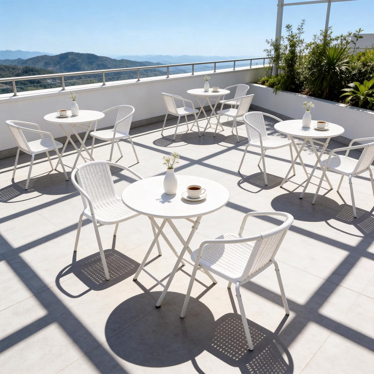 PEXMOR PE Rattan Outdoor Dining Chairs Set of 2, Plastic Stackable Patio Chairs for Garden, Porch & Indoor Use