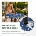 thumbnail image 4 of Round Outdoor Tablecloth with Umbrella Hole and Zipper, Navy Blue Wildflowers Tablecloth with Elastic Waterproof, Farmhouse Floral Botanical Leaves Patio Table Covers for 36" - 44" Pool Tables, 4 of 9