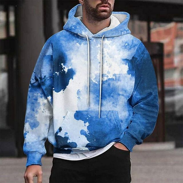 Sudadera con capucha para hombre, estilo casual, con cuello redondo, estampado, manga larga, blusa de poliéster
