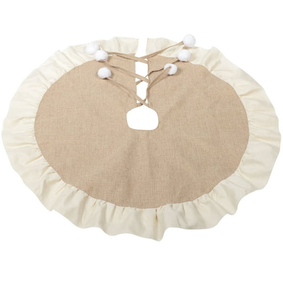 Worgeous 1Set Beige Cloth Christmas Tree Skirt for Tree Base Covering